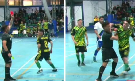 Violencia en un partido de futsal: un jugador golpeó al árbitro tras ser expulsado y fue suspendido de por vida