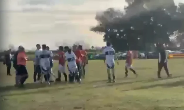 Un hombre que estaba en la hinchada ingresó al campo e intentó agredir a otro futbolista.